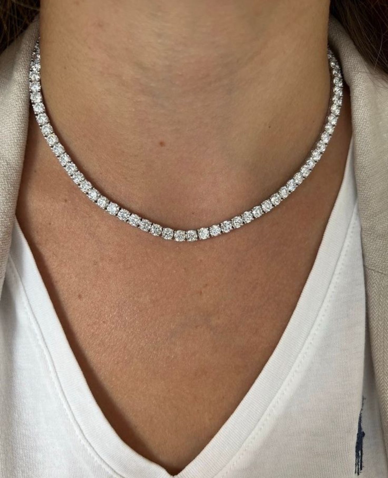 Tennis Necklace Real 925 Silver 41 inch
