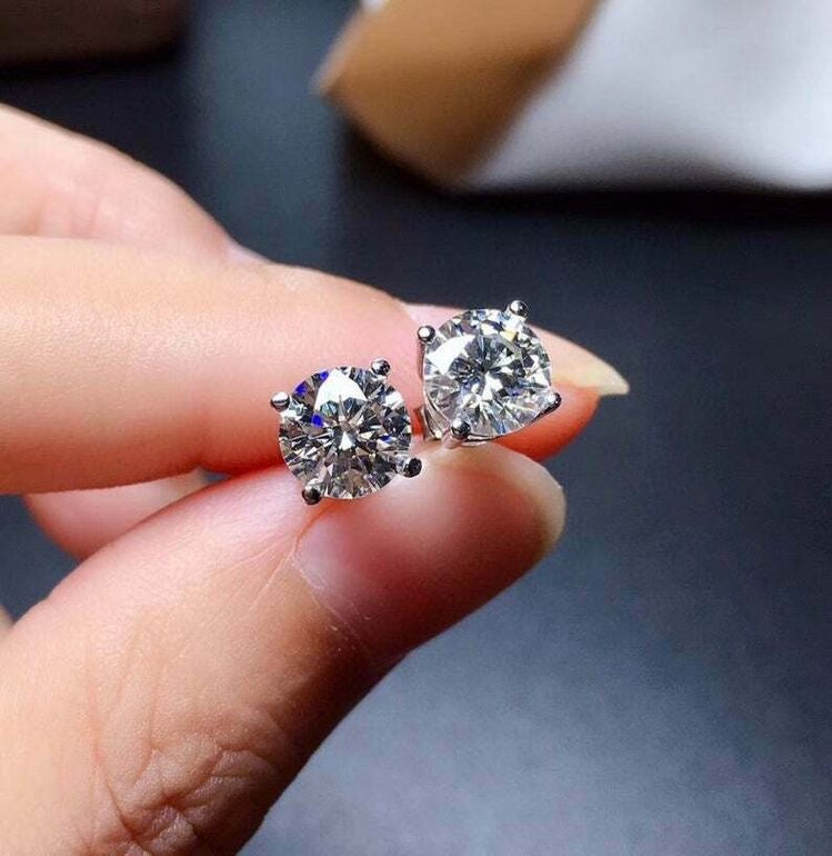 Stud Earrings Solid Silver 925