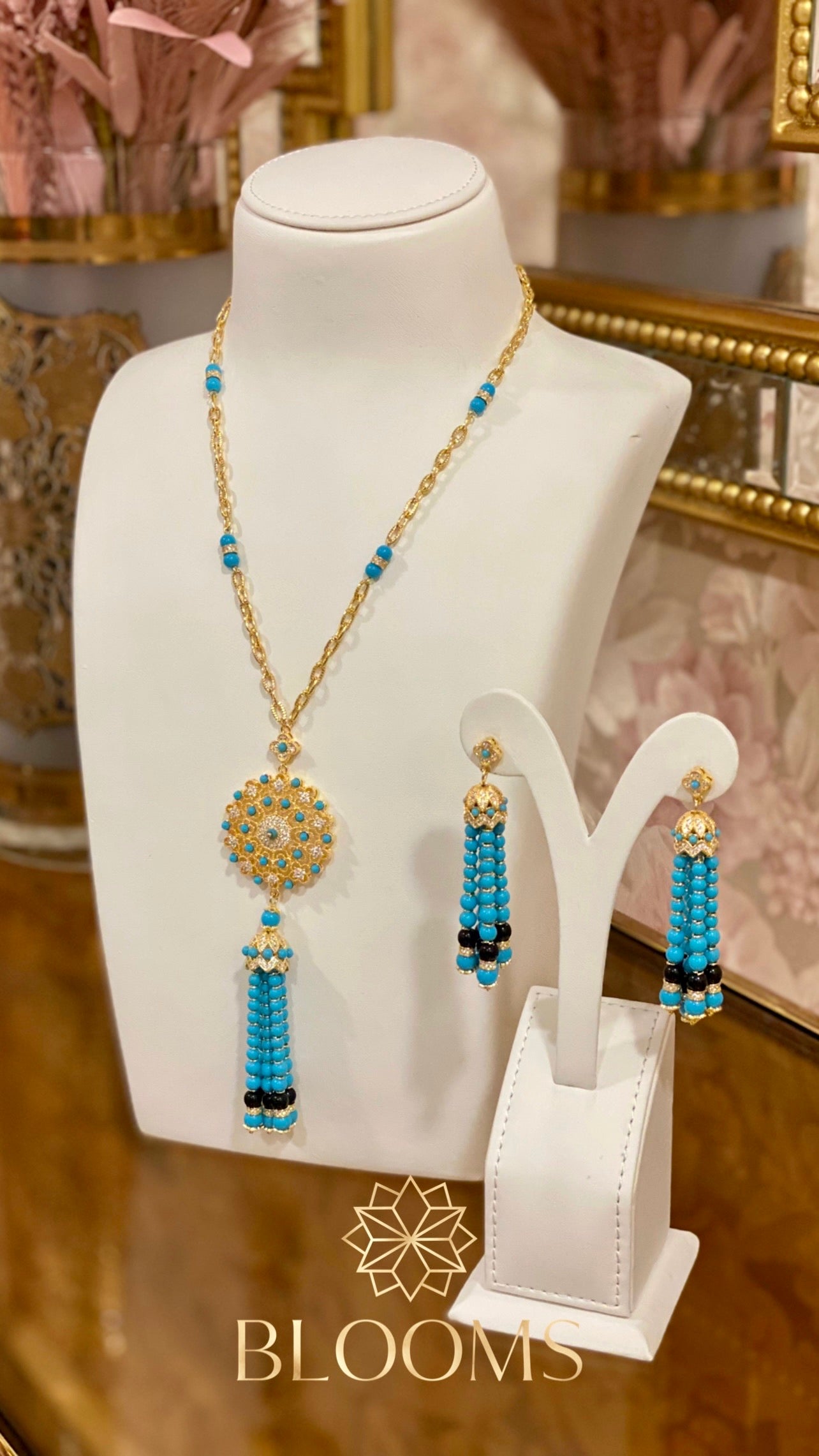 Shams Terquaz Long Neclace with Earrings