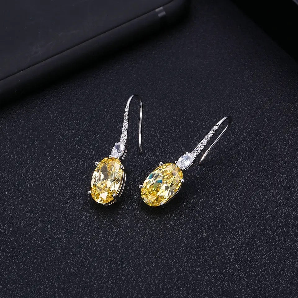 Luxury Round shape dangle yellow earrings