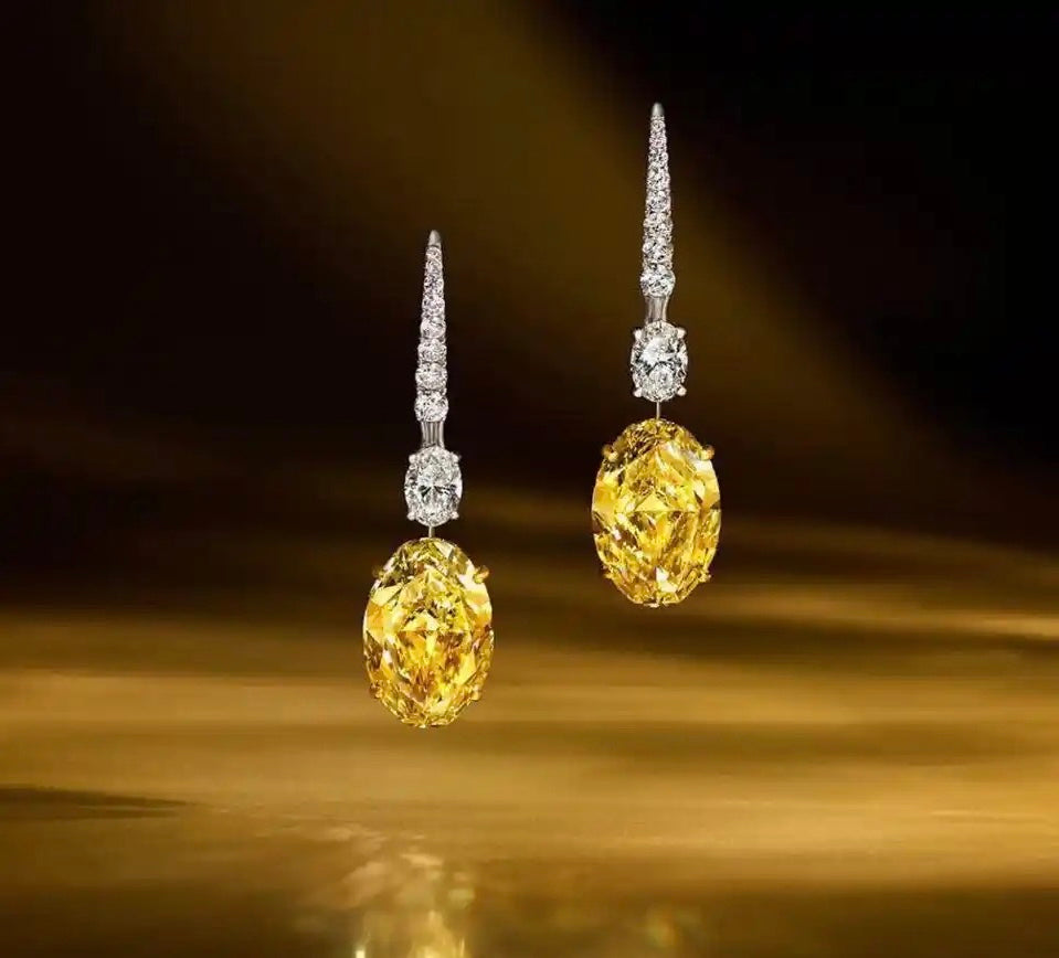 Luxury Round shape dangle yellow earrings