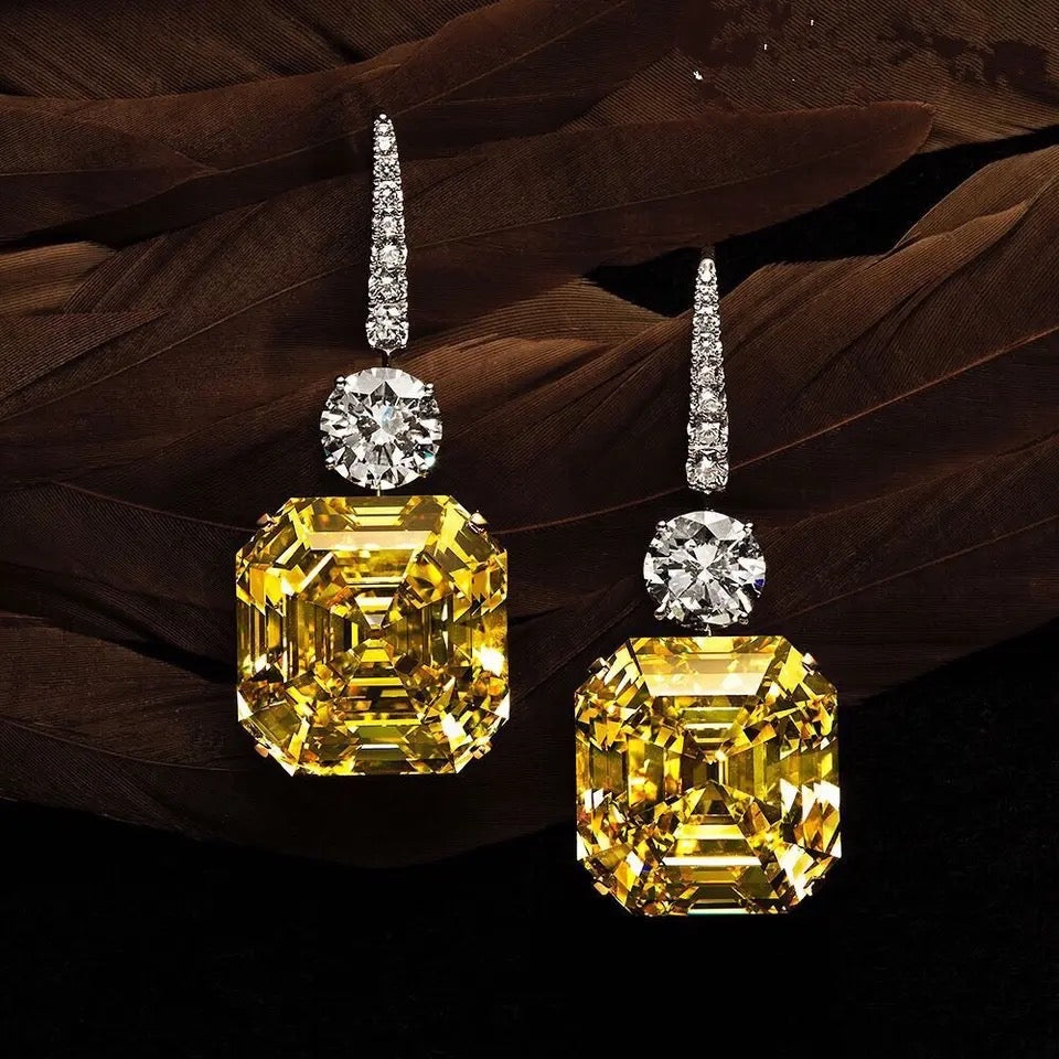 Luxury Square shape yellow earrings