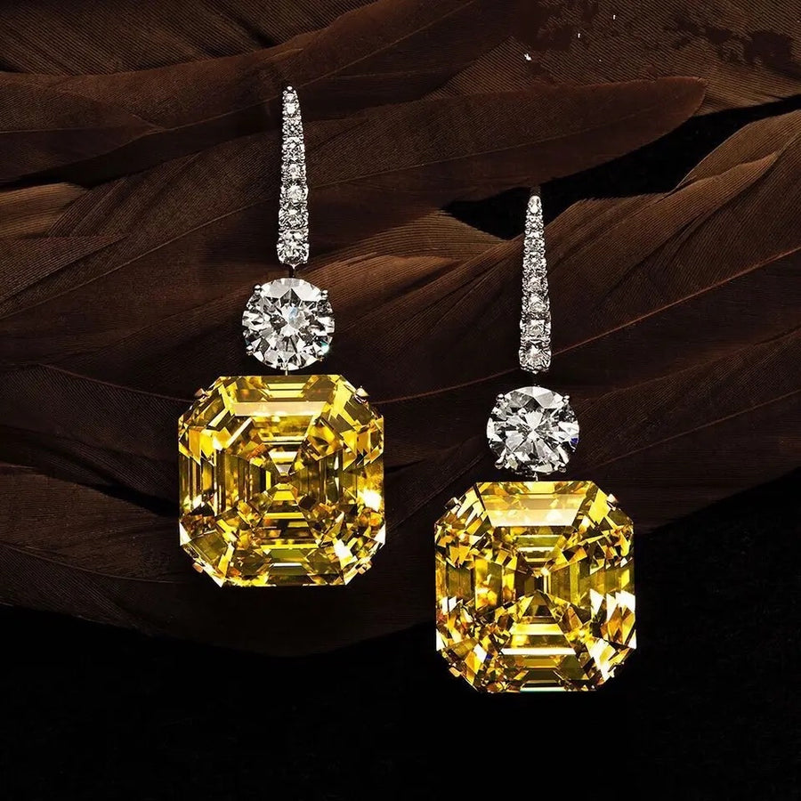 Luxury Square shape yellow earrings