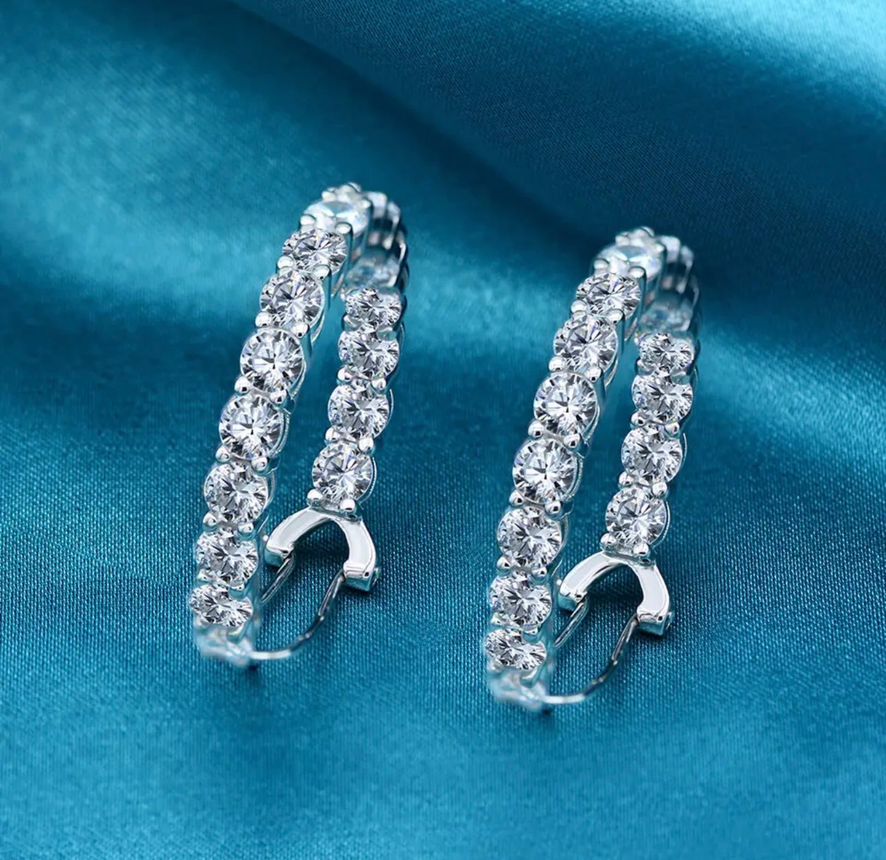 Tennis Round Earrings Real 925 Silver