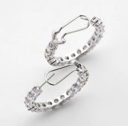 Tennis Round Earrings Real 925 Silver